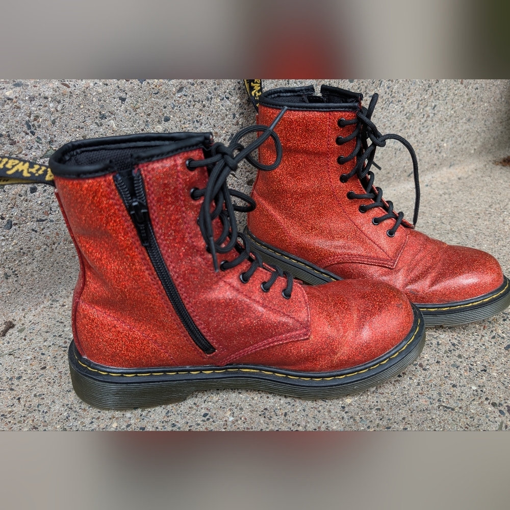 Dr. Martens Red Glitter Boots - Picture 3 of 5